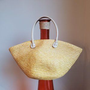 Bijoux Turner Yellow Straw Purse Leather Straps